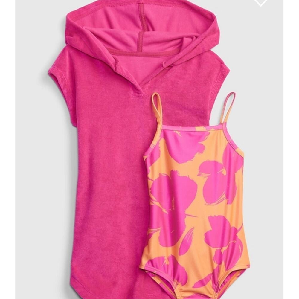 NWT Gap Gapkids Toddler Swim One Swimsuit & Towel Terry Cover-Up Set (3T)
